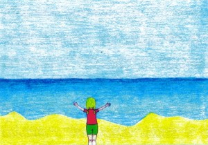 Isabela e o Mar - desenho de Maíra, a melhor parte de minha biogra-filha