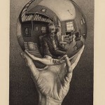 Escher9- Autorretrato no espelho esférico, litografia, 1950